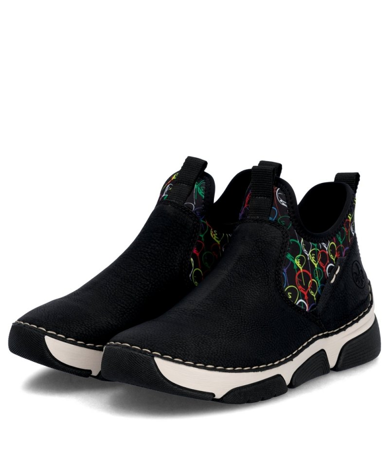 BOTKI sneakersy 37 RIEKER 45957 czarne damskie półbuty 