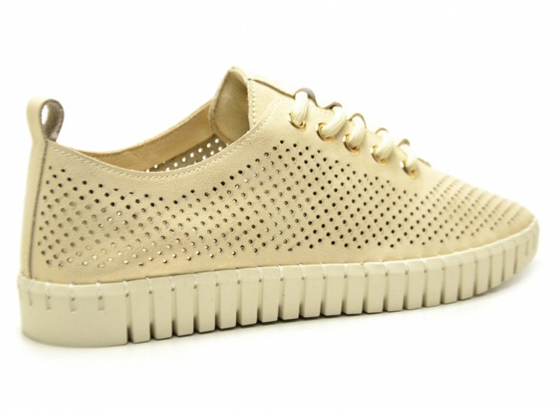 Półbuty beżowe złote 37 skóra CAMBELL 19435 ażurowane damskie skórzane beż