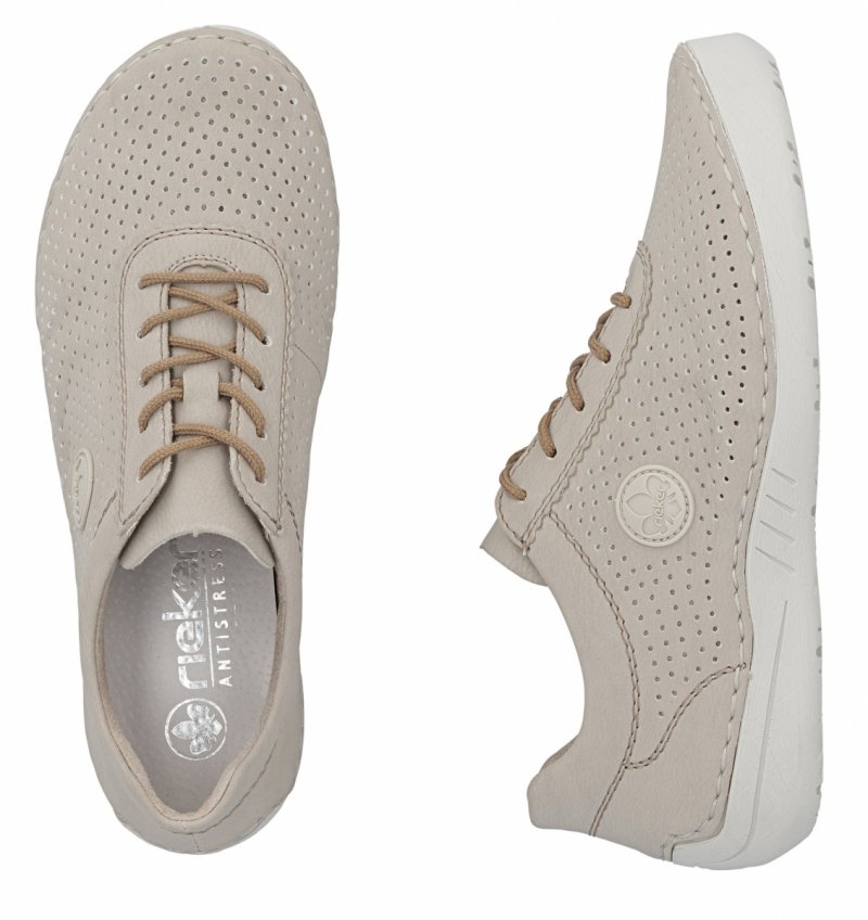 Sneakersy 39 RIEKER 52546 skóra beżowe damskie półbuty beż