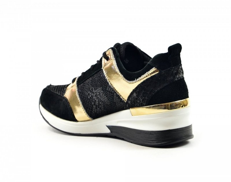 Półbuty 38 sneakersy FILIPPO 3170 skóra czarne złote