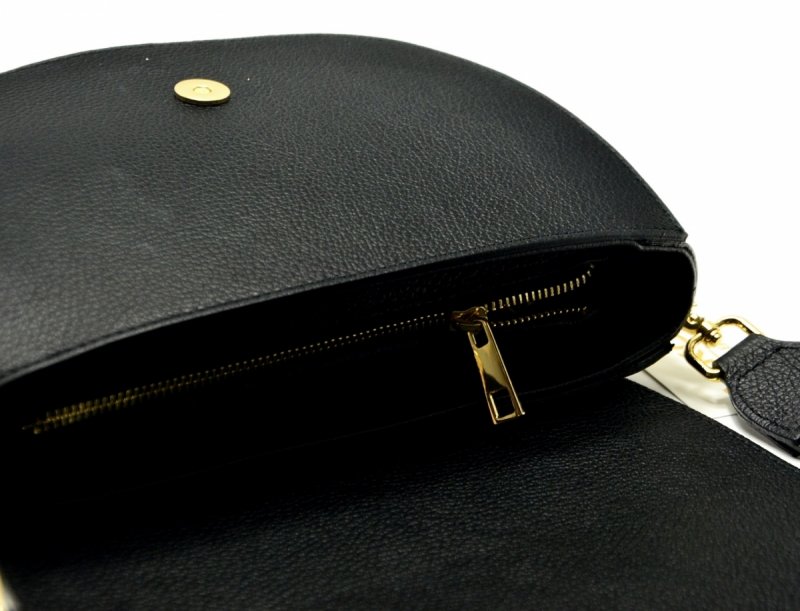 TOREBKA skóra listonoszka MIKO czarna skórzana 