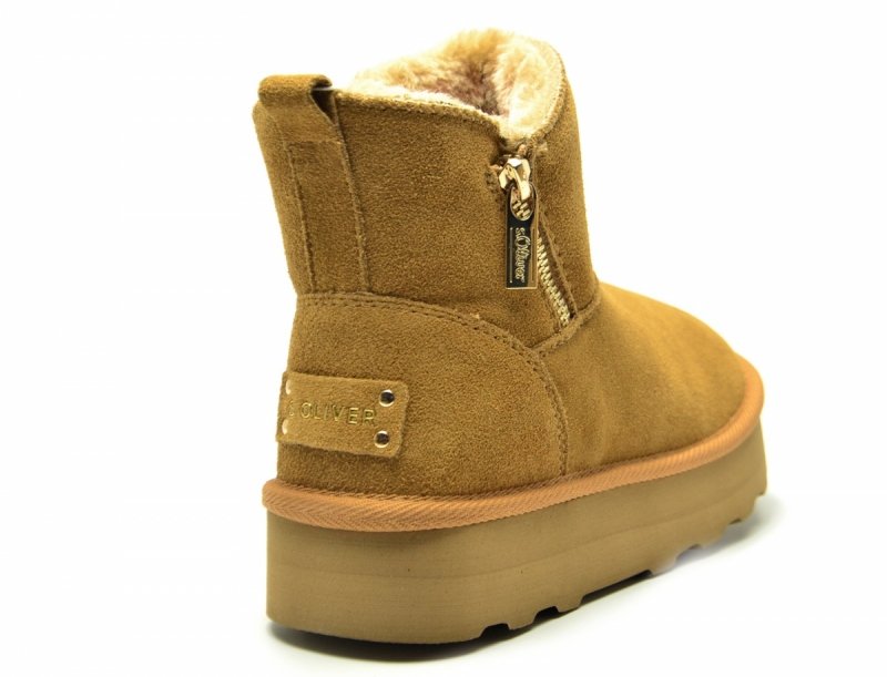 Botki 39 S.OLIVER skóra 26447 skórzane camel damskie płaskie