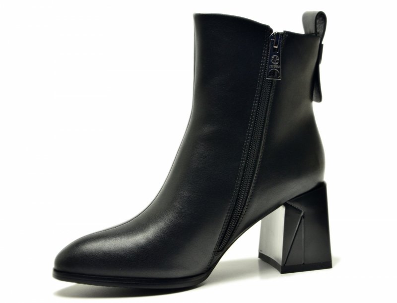 Botki 40 VINCEZA 66812 skóra czarne na obcasie skórzane damskie