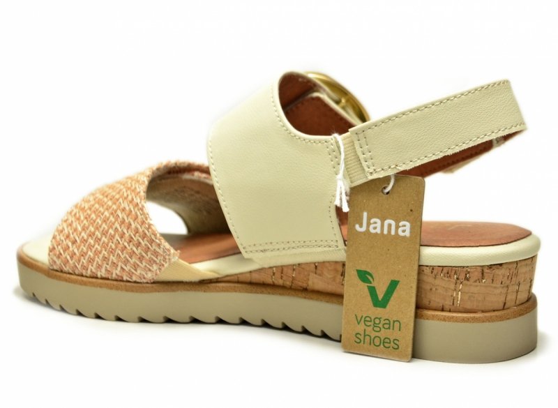 Sandały beż 40 JANA 28776 na platformie koturnie beżowe kremowe