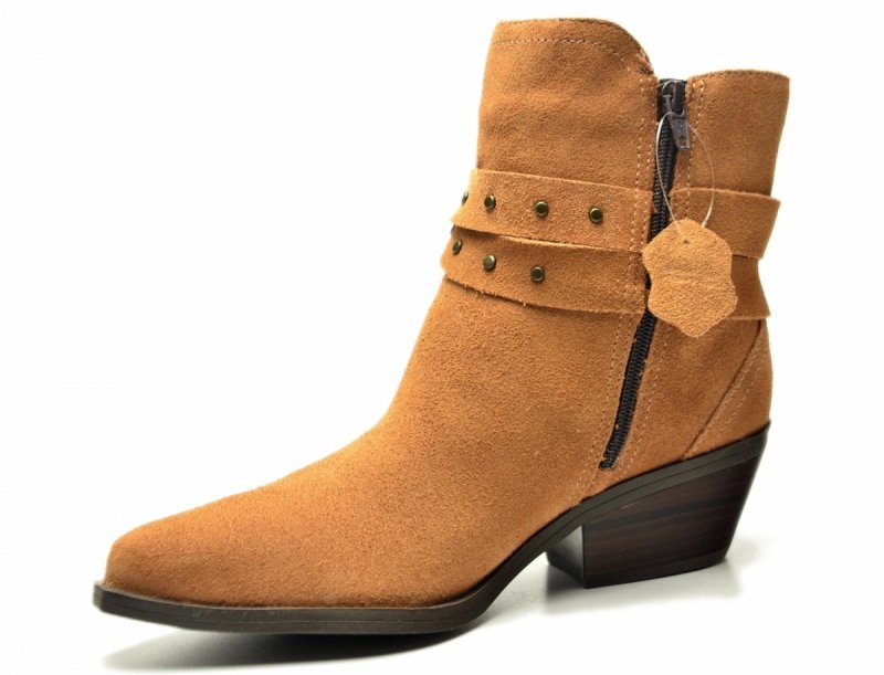 Botki 40 BOTTERO 347707 skóra kowbojki brązowe skórzane zamsz brąz