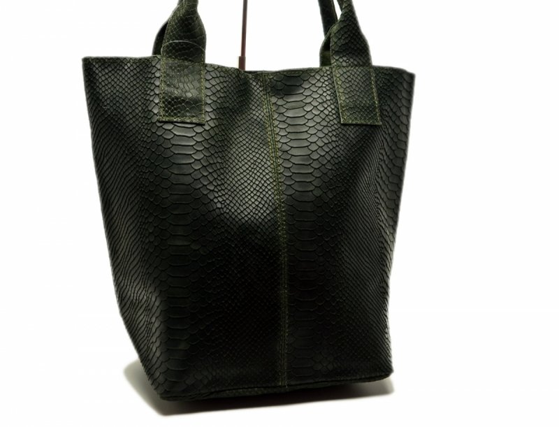 TOREBKA MIKO skóra zielona skórzana wąż