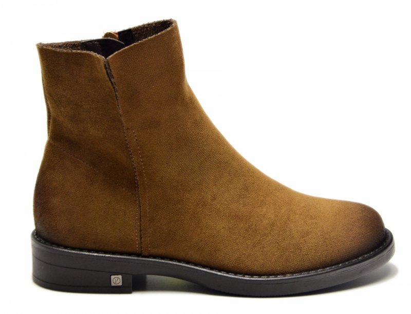 Botki 39 POTOCKI 12515 brązowe zamsz camel damskie płaskie brąz