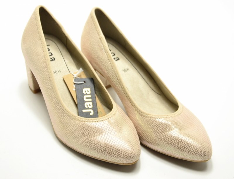 Czółenka damskie 40 JANA 22461 złote beżowe 