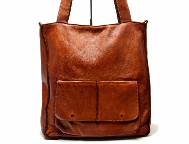 TOREBKA MIKO skóra camel vintage brązowa brąz duża