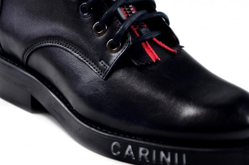 Botki 36 trapery Carinii B5752 skóra czarne lico