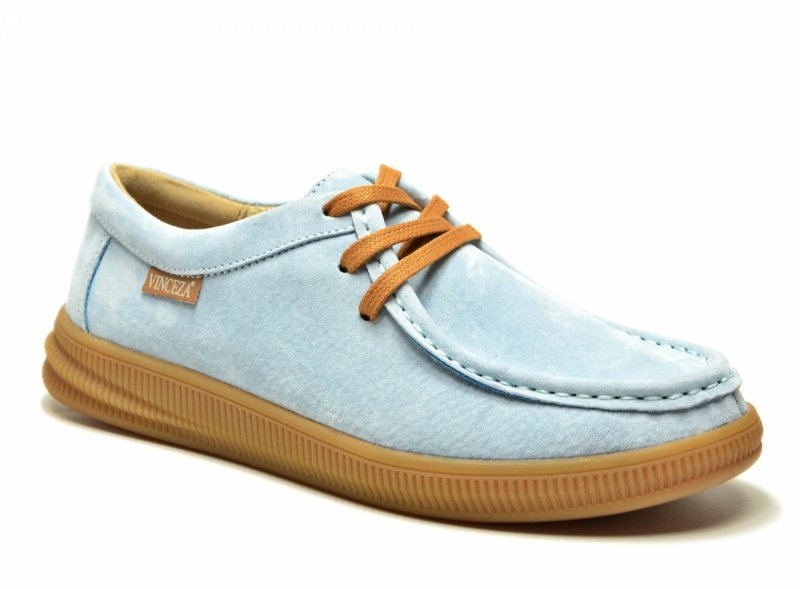 Półbuty 39 skóra VINCEZA 95391 błękitne skórzane zamsz niebieskie