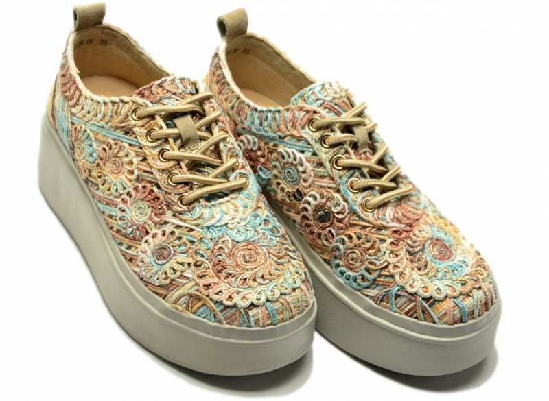 Sneakersy kolorowe 40 FILIPPO 7799 półbuty beżowe turkusowe