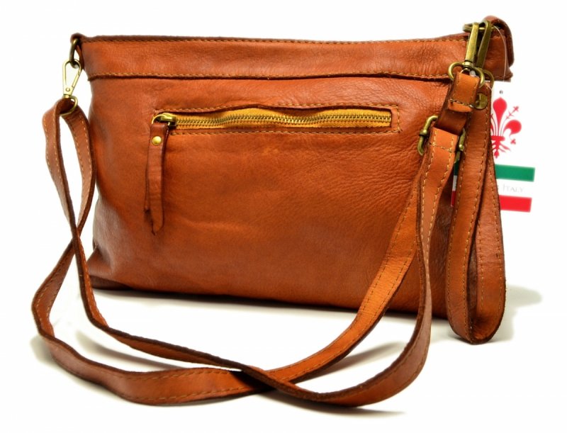 TOREBKA listonoszka MIKO skóra camel vintage damska ćwieki