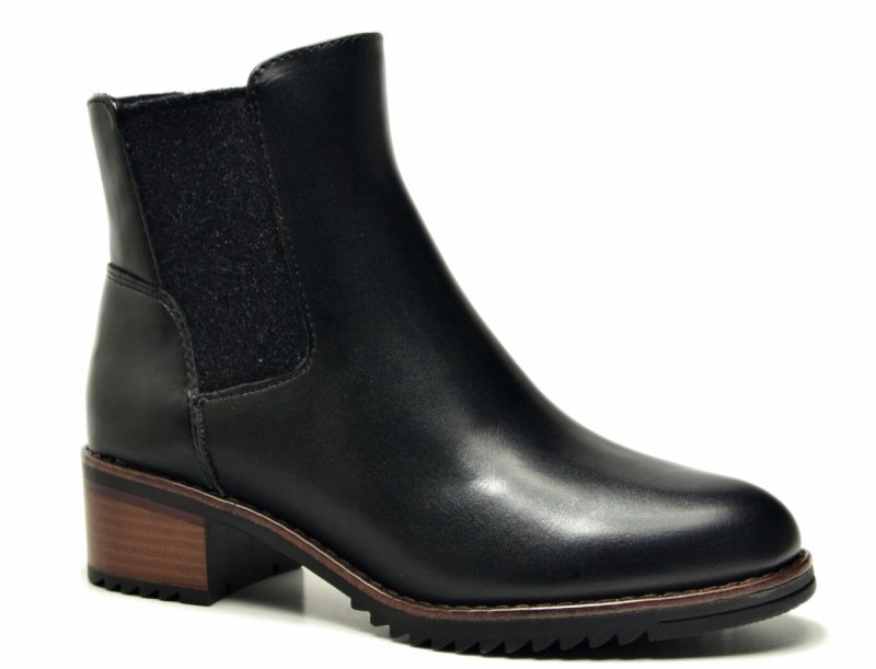 Botki 40 MARCO TOZZI skóra 25376 czarne skórzane brąz