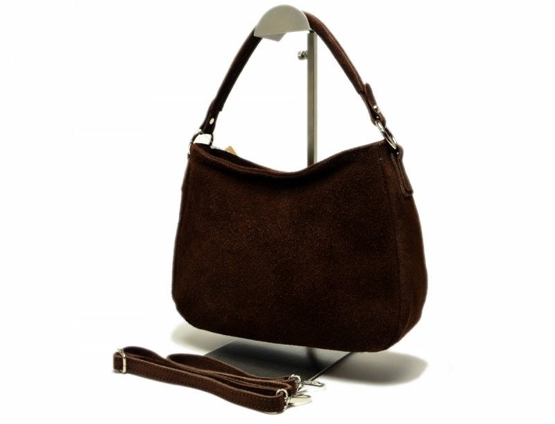 TOREBKA skóra brązowa listonoszka skórzana brąz zamsz damska GREGORIO