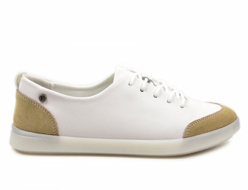 Półbuty sneakersy 36 skóra FILIPPO 6130 białe skórzane beżowe