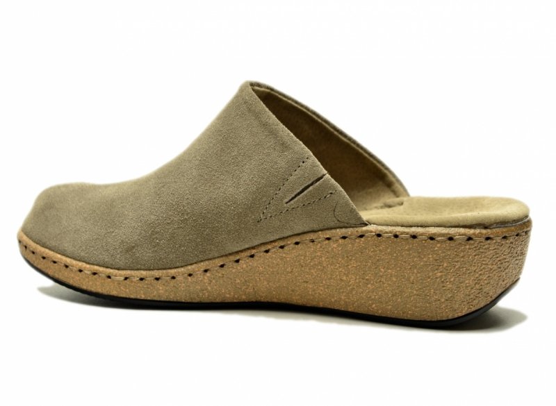 Klapki skóra 37 taupe FILIPPO 7567 skórzane na koturnie zamsz
