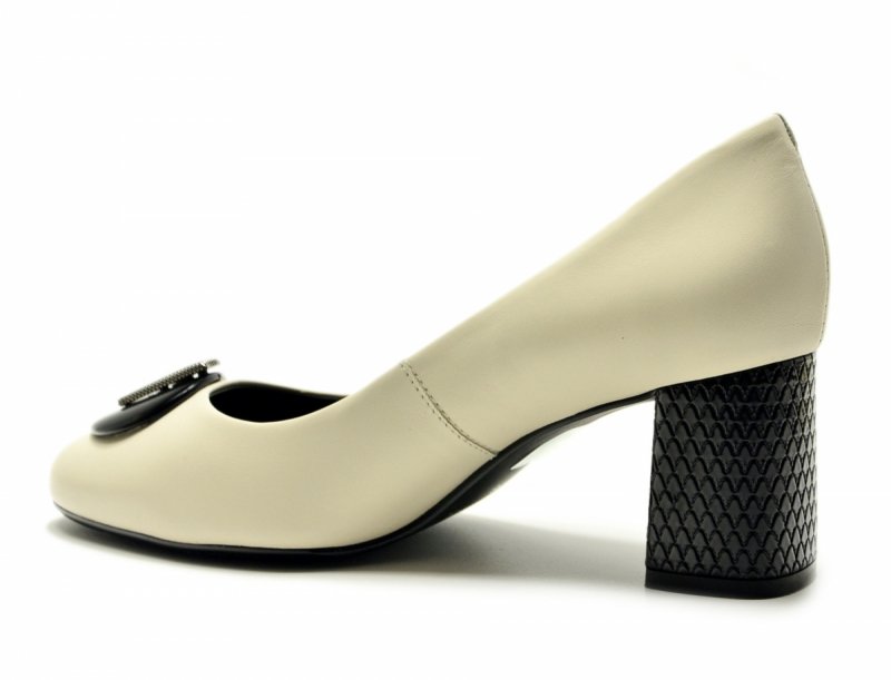 Czółenka 39 skóra złamana biel póbuty 11804 na obcasie CAPELLI ROSSI