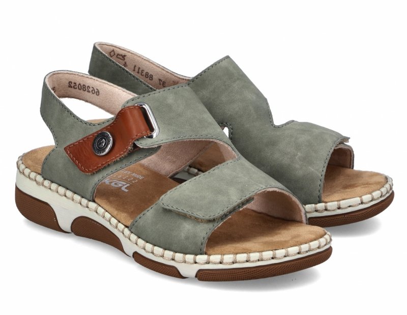 Sandałki zielone 39 RIEKER 66280 płaskie damskie