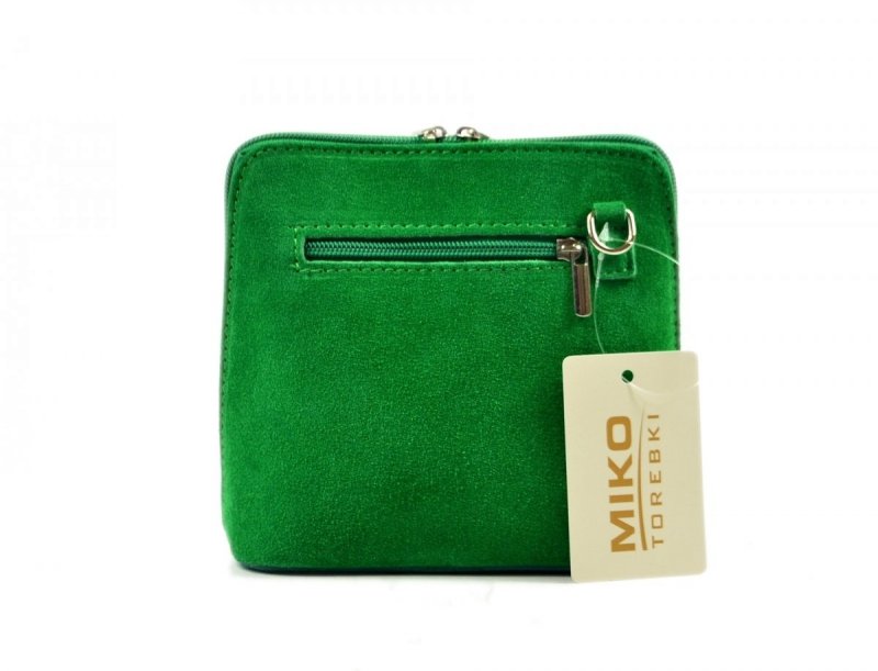 TOREBKA MIKO listonoszka skóra zielona zamsz