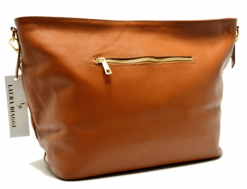 TOREBKA damska skóra camel skórzana LAURA BIAGGI 