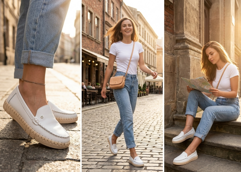 Mokasyny białe 37 skóra półbuty FILIPPO 7527 skórzane 