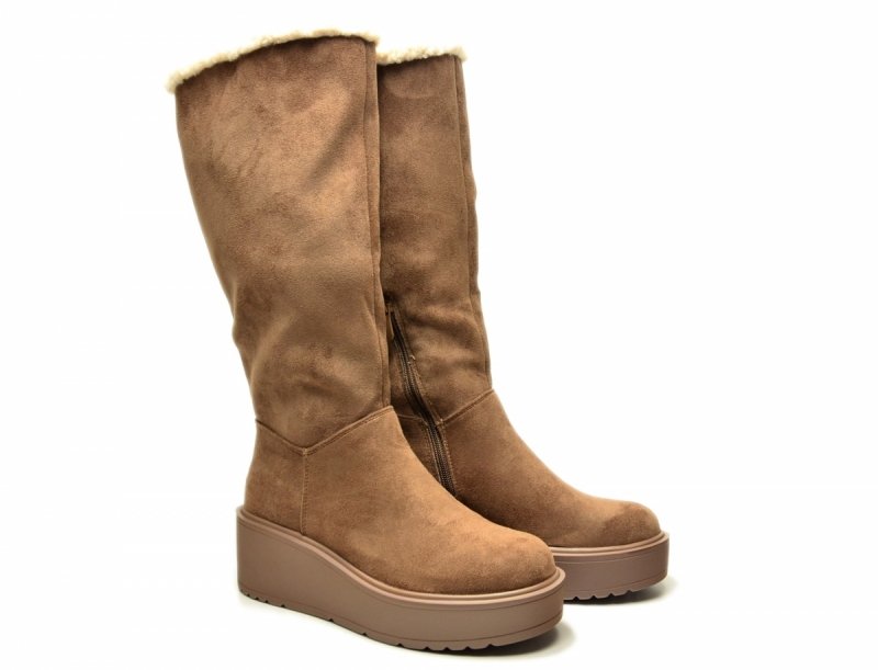 Kozaki botki 37 POTOCKI 11327 beżowe platforma damskie beż zamsz