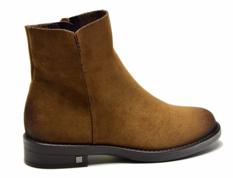 Botki 39 POTOCKI 12515 brązowe zamsz camel damskie płaskie brąz