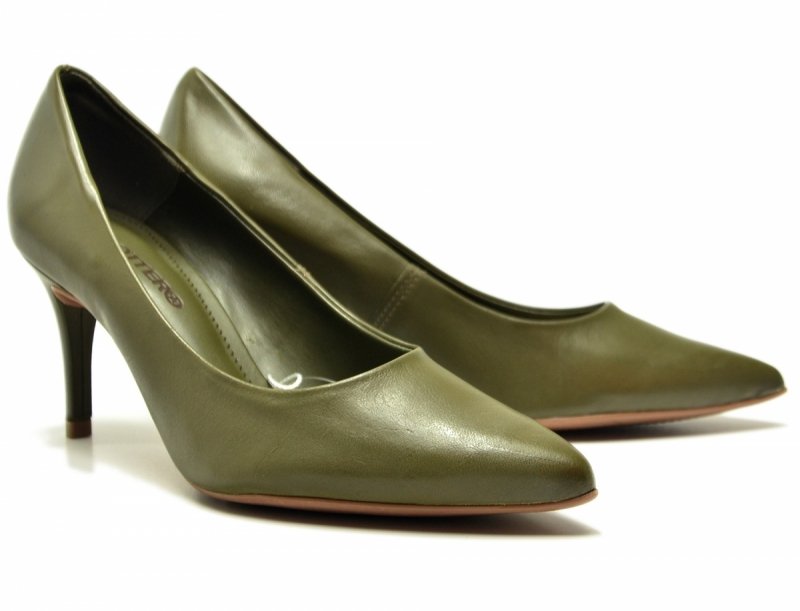 Czółenka 38 szpilki BOTTERO skóra zielone sórzane oliwkowe
