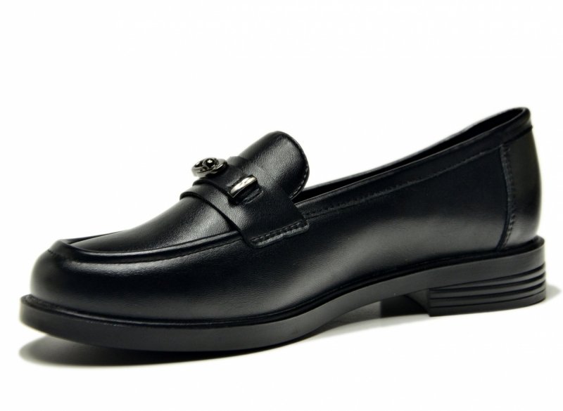 Mokasyny czarne skóra 40 półbuty VINCEZA 18123 skórzane damskie