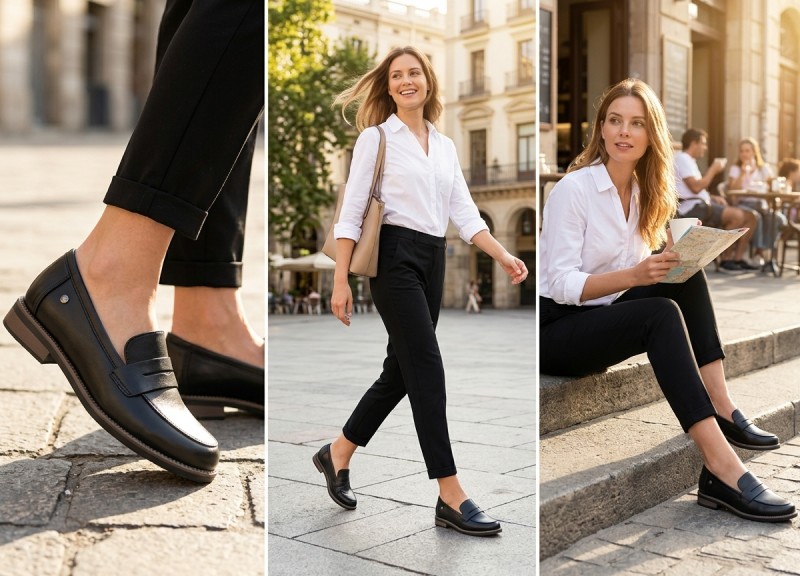 Mokasyny czarne skóra 38 półbuty VINCEZA 18131 skórzane damskie