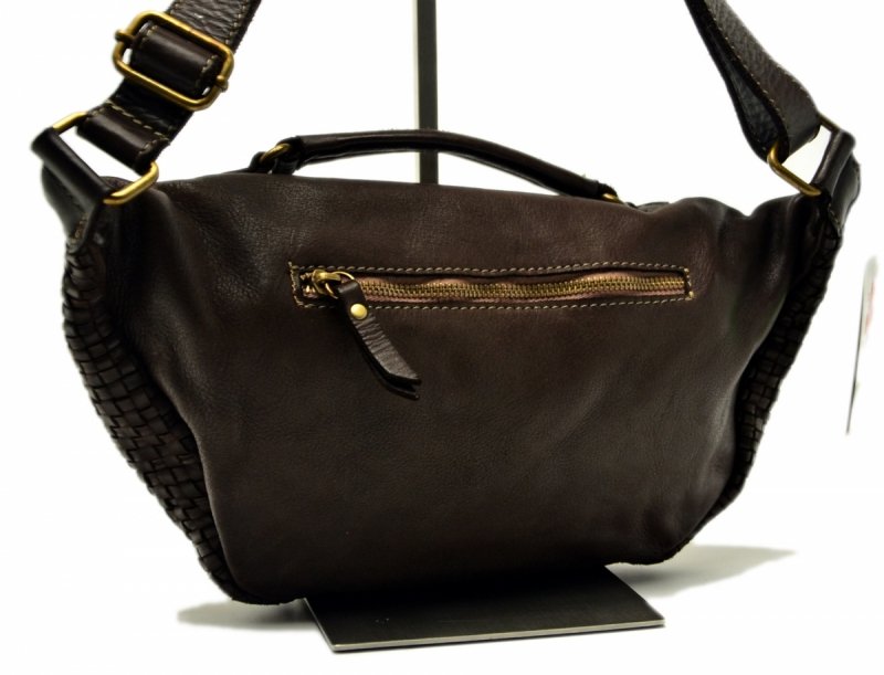 Nerka torebka skórzana listonoszka MIKO skóra brąz vintage czekolada plecionka damska