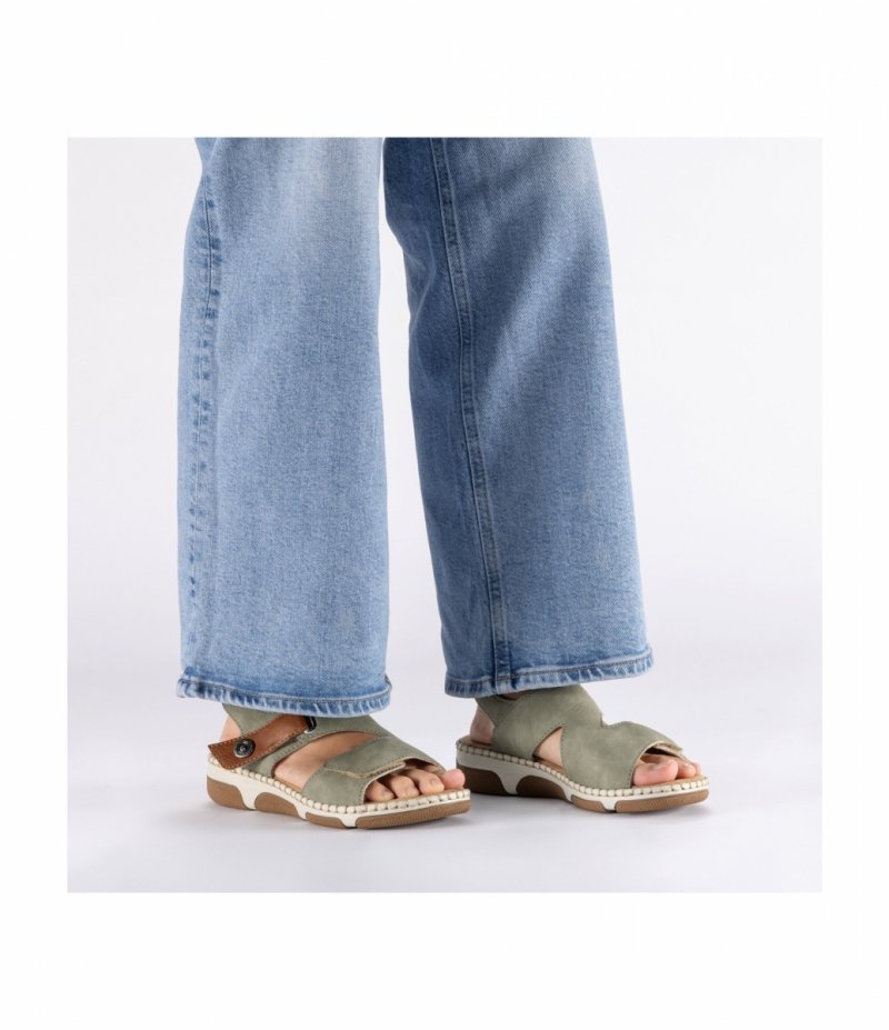 Sandałki zielone 37 RIEKER 66280 płaskie damskie