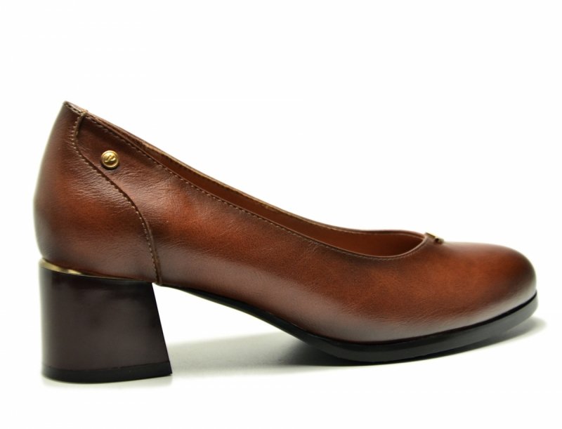 Czółenka 39 POTOCKI 12712 brązowe brąz na obcasie