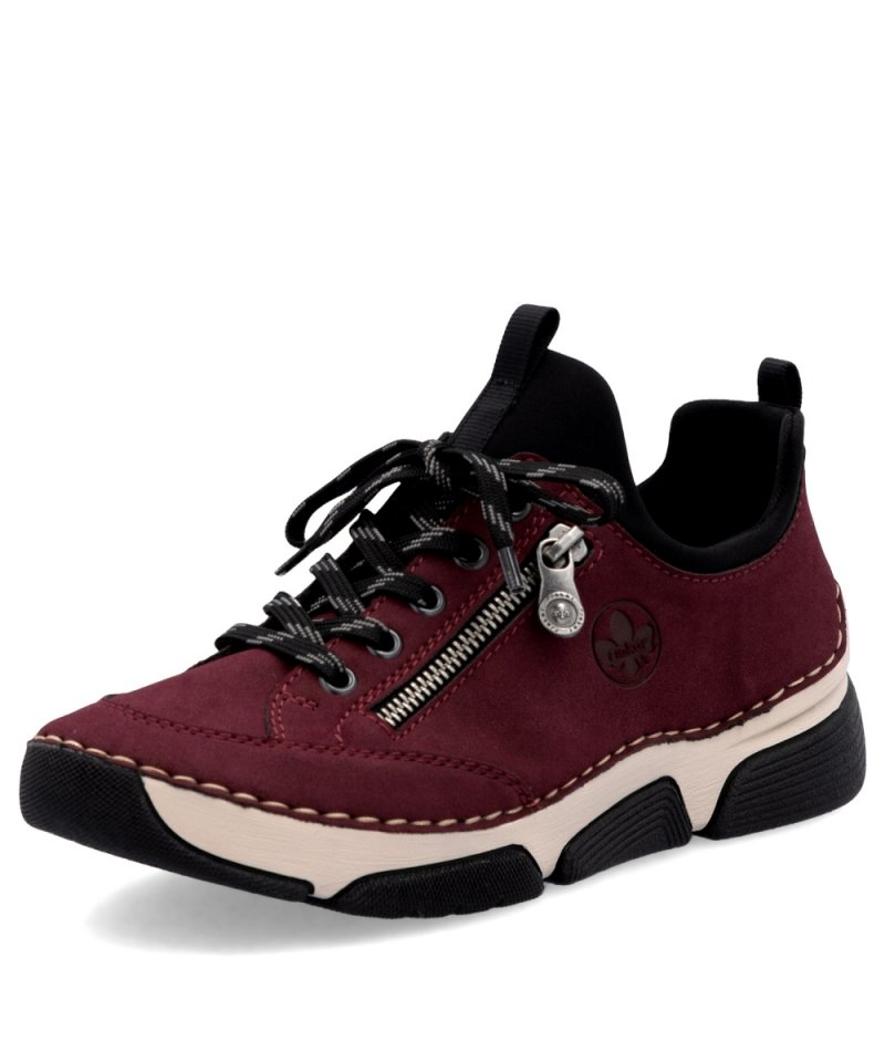 BOTKI sneakersy 36 RIEKER 45973 bordowe damskie półbuty bordo