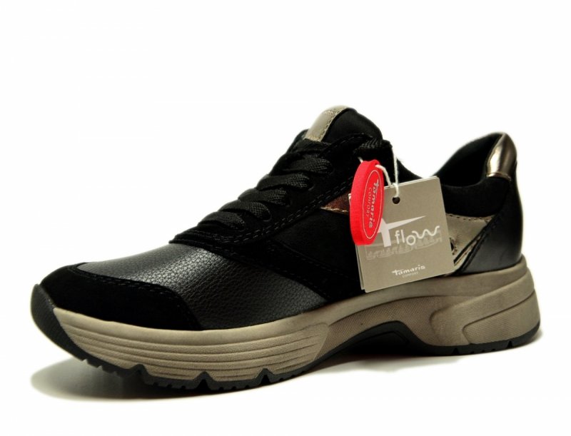 Półbuty 41 TAMARIS 83705 skóra sneakersy czarne skórzane haluksy