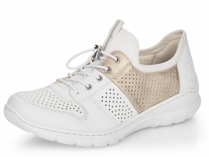 Półbuty sneakersy 38 RIEKER L3254 białe złote damskie żurowane
