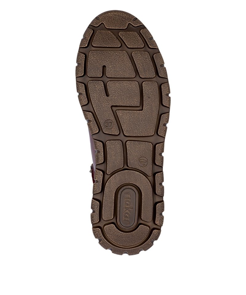 BOTKI 36 RIEKER 1305 bordowe skóra płaskie bordo TEX damskie ocieplane skórzane