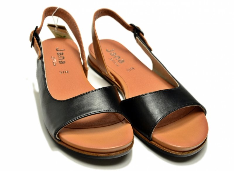 Sandały czarne 40 JANA 28160 sandałki płaskie brązowe