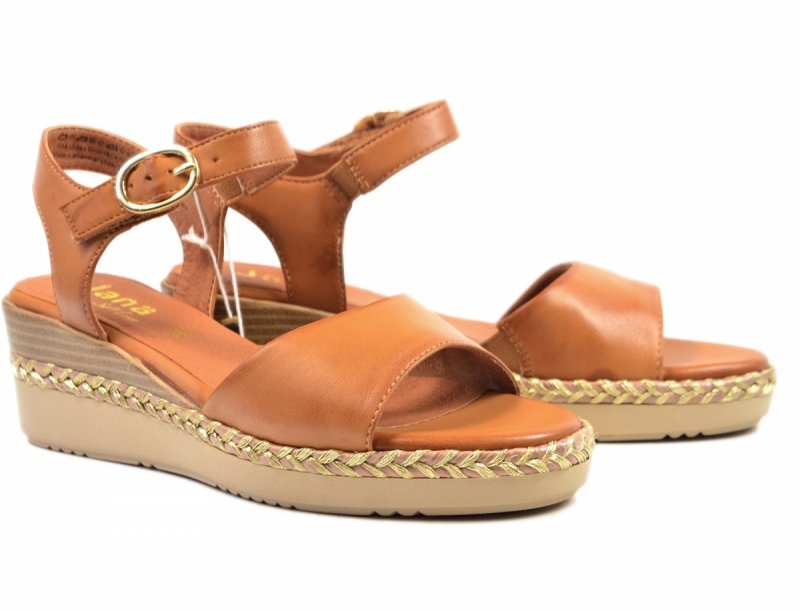 Sandały 38 JANA 28365 sandałki camel na koturnie
