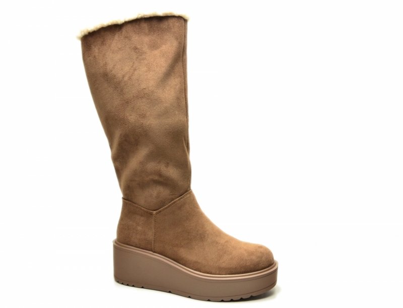 Kozaki botki 40 POTOCKI 11327 beżowe platforma damskie beż zamsz