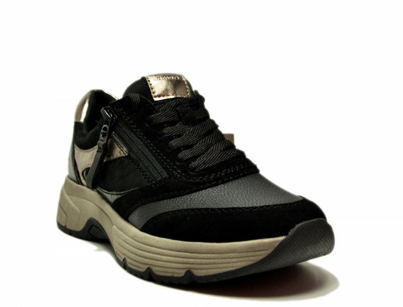 Półbuty 41 TAMARIS 83705 skóra sneakersy czarne skórzane haluksy
