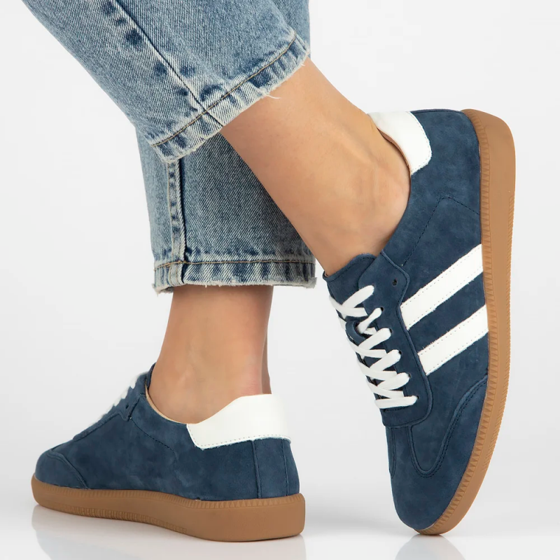 Półbuty sneakersy 38 skóra FILIPPO 6741 granatowe skórzane zamsz