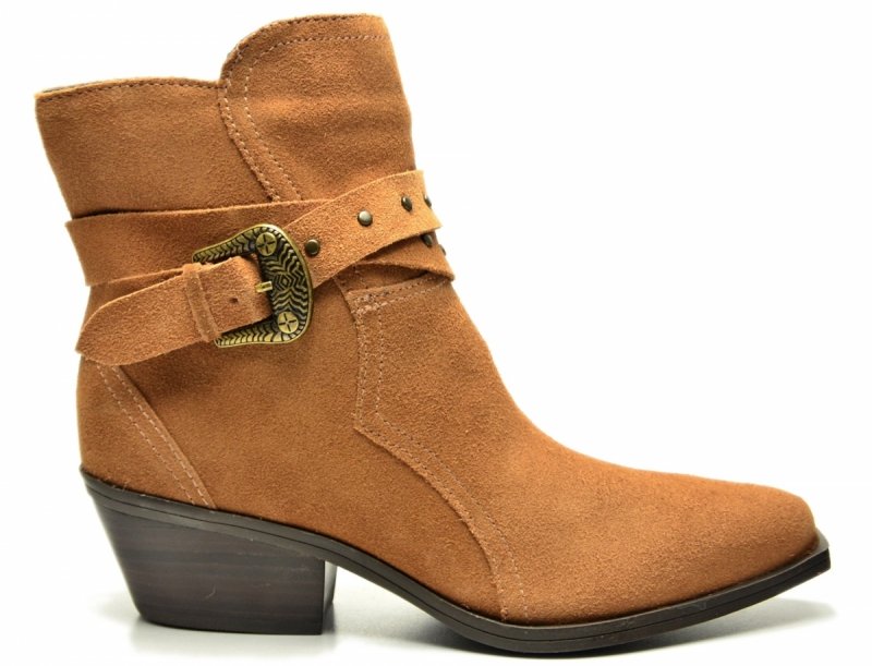 Botki 39 BOTTERO 347707 skóra kowbojki brązowe skórzane zamsz brąz