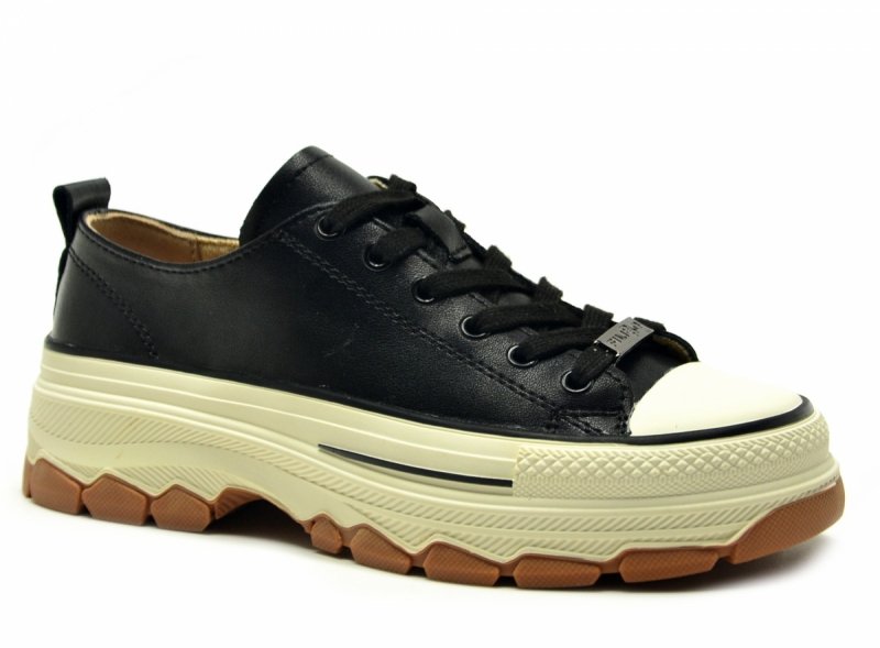 Trampki sneakersy 40 skóra FILIPPO 7501 czarne półbuty skórzane 