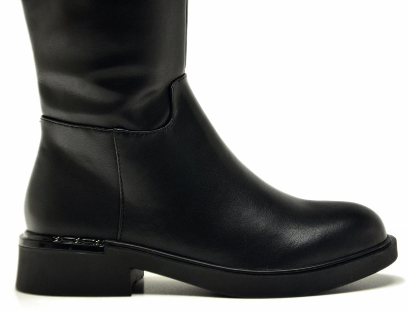 Kozaki 37 VINCEZA 66822 czarne skóra skórzane damskie płaskie