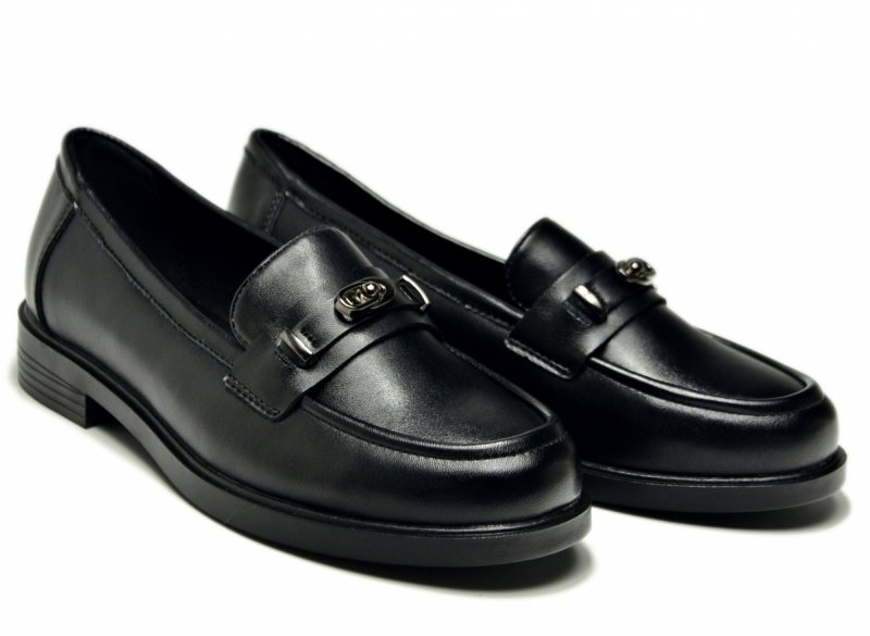 Mokasyny czarne skóra 40 półbuty VINCEZA 18123 skórzane damskie