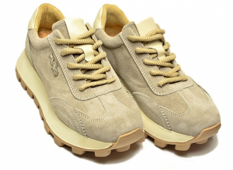 Sneakersy beż 37 skóra FILIPPO 7498 beżowe skórzane zamsz półbuty