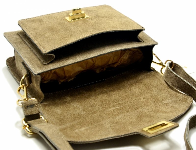 TOREBKA listonoszka MIKO skóra taupe skórzana zamsz damska