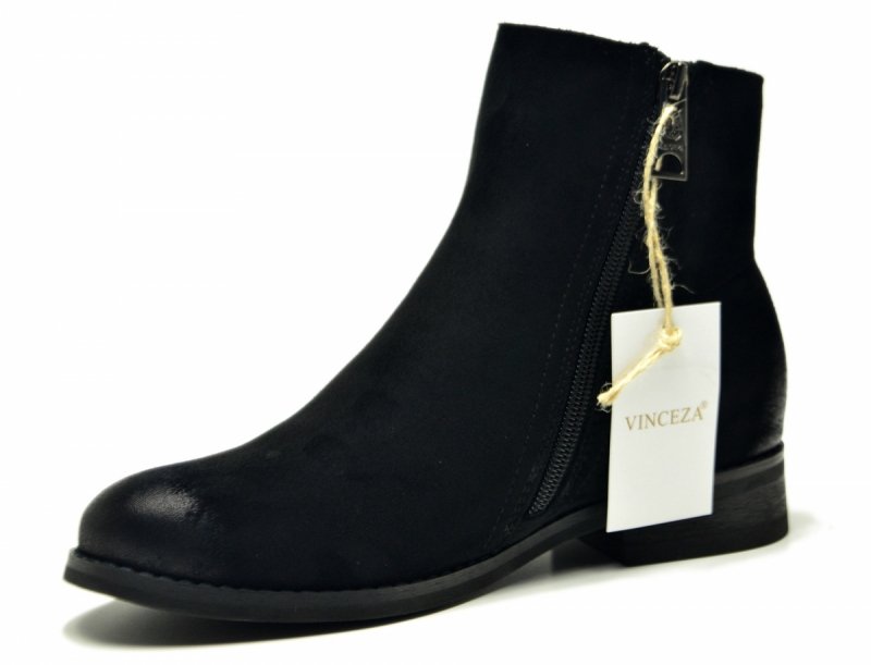 Botki 39 czarne VINCEZA 39961 zamsz płaskie damskie